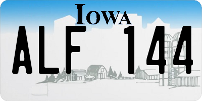 IA license plate ALF144