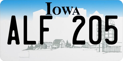 IA license plate ALF205