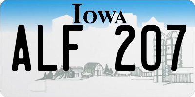 IA license plate ALF207