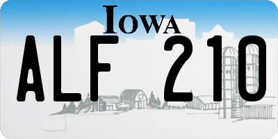 IA license plate ALF210