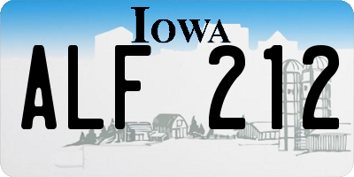 IA license plate ALF212