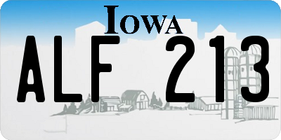 IA license plate ALF213