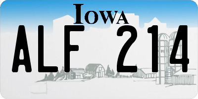 IA license plate ALF214