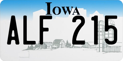 IA license plate ALF215