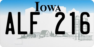 IA license plate ALF216