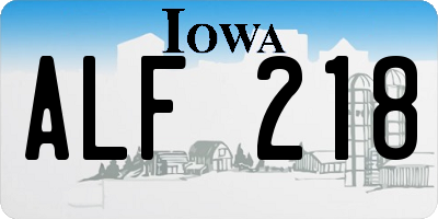 IA license plate ALF218