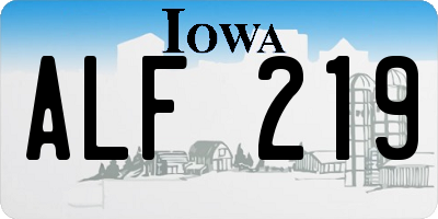 IA license plate ALF219