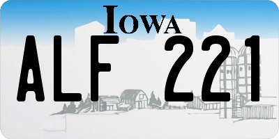 IA license plate ALF221
