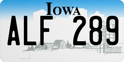 IA license plate ALF289