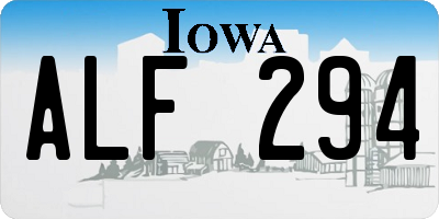 IA license plate ALF294