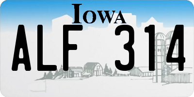 IA license plate ALF314