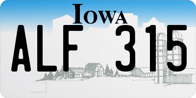 IA license plate ALF315