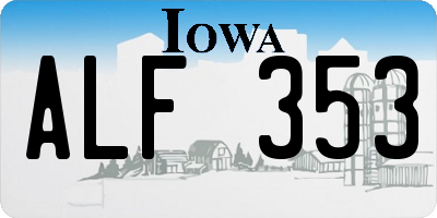 IA license plate ALF353