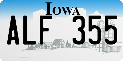 IA license plate ALF355