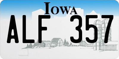 IA license plate ALF357