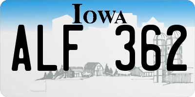 IA license plate ALF362