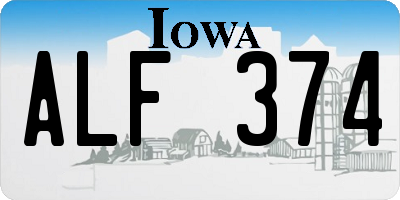 IA license plate ALF374