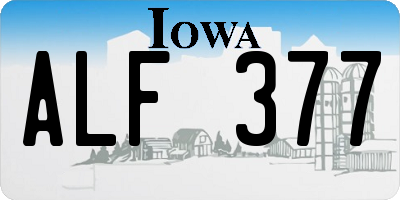 IA license plate ALF377