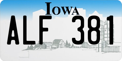 IA license plate ALF381