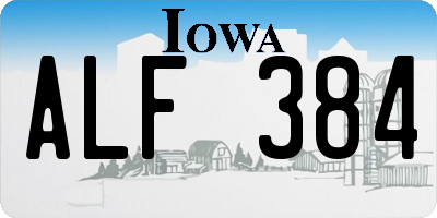IA license plate ALF384