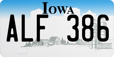 IA license plate ALF386