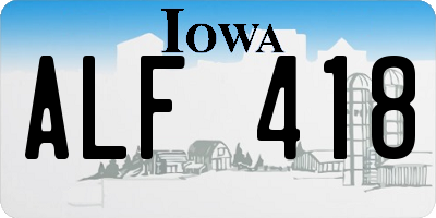 IA license plate ALF418