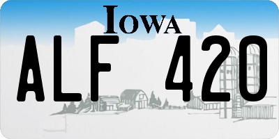 IA license plate ALF420