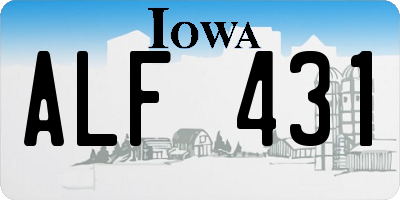 IA license plate ALF431