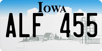 IA license plate ALF455