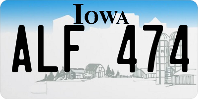 IA license plate ALF474