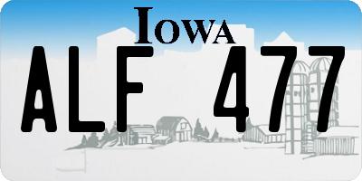IA license plate ALF477