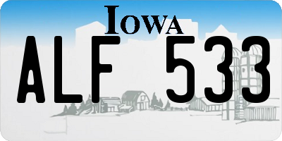 IA license plate ALF533
