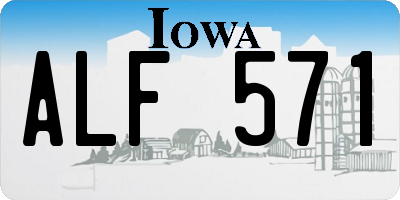 IA license plate ALF571