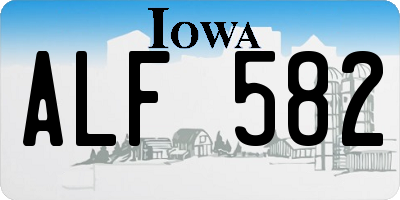 IA license plate ALF582