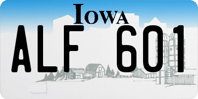 IA license plate ALF601