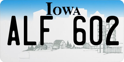 IA license plate ALF602