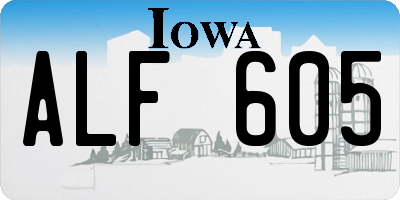 IA license plate ALF605