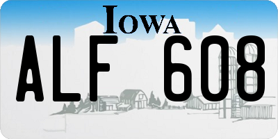 IA license plate ALF608