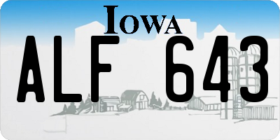 IA license plate ALF643