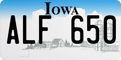IA license plate ALF650