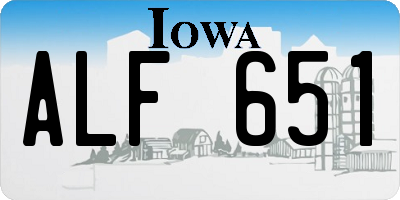 IA license plate ALF651