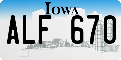 IA license plate ALF670