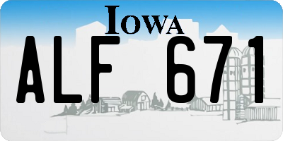 IA license plate ALF671