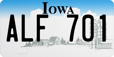 IA license plate ALF701