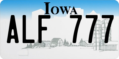 IA license plate ALF777