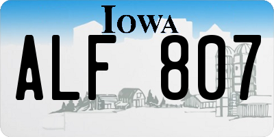 IA license plate ALF807