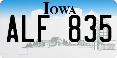 IA license plate ALF835