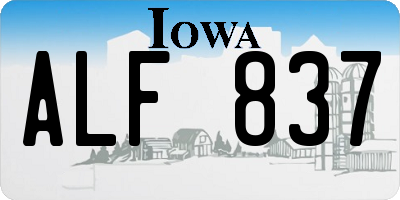 IA license plate ALF837
