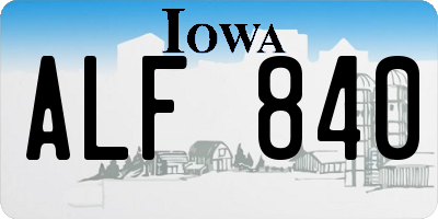 IA license plate ALF840