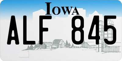 IA license plate ALF845
